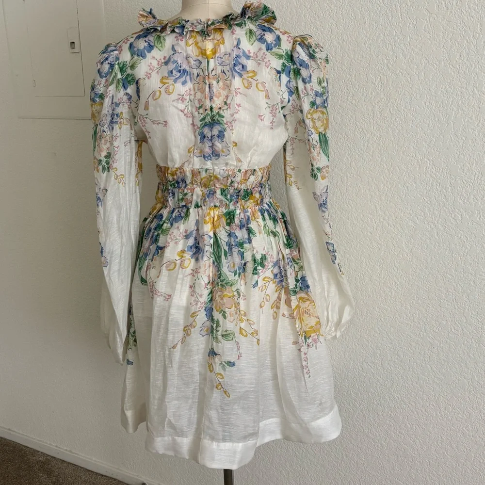 Like new zimmermann linen silk floral dress - Picture 7 of 9